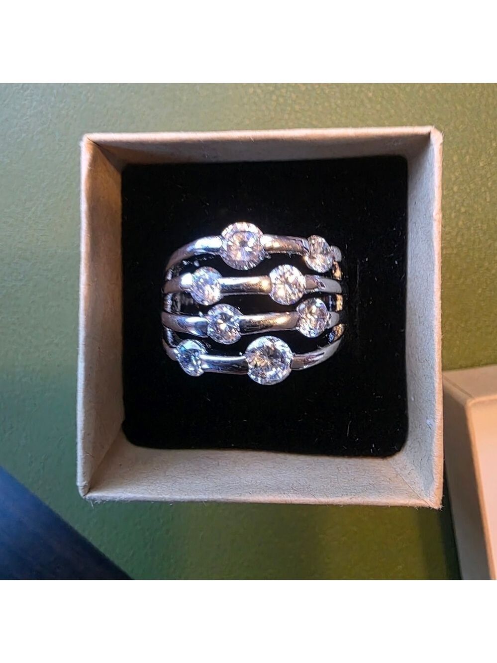 Silver Tone Cubic Zirconia Wrap Ring